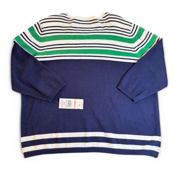 Alfred Dunner Navy and Green embroidered and beaded Striped Sweater size 2X - Picture 5 of 5